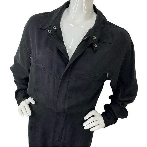 Pam & Gela Jumpsuit Women Size L Black F20 Utility Jumpsuit Long Sleeve Nwt $325 - Picture 2 of 12